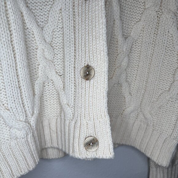 Vintage 90s Paul James Cream Wool Shawl Collar Cardigan Sweater | Size M/L - Picture 5 of 10